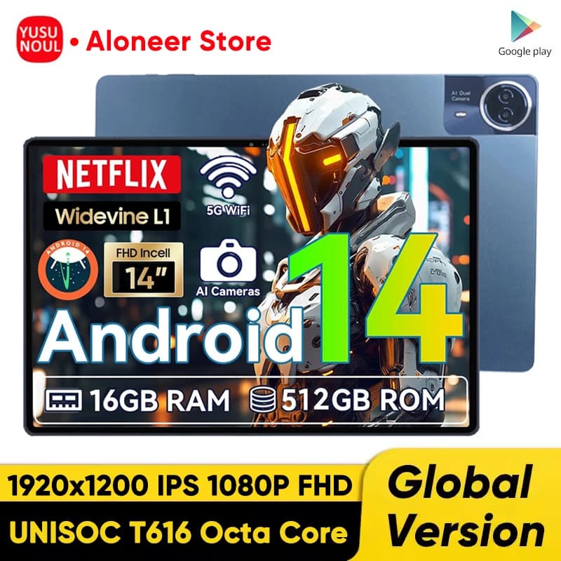 Tablet Pc Android 14 pollici da 14 pollici in lingua globale 16 GB + 512 GB 2,5 K IPS 12900 mAh 5G WiFi Bluetooth Google Play A-GPS Tab 14 "Gaming PAD
