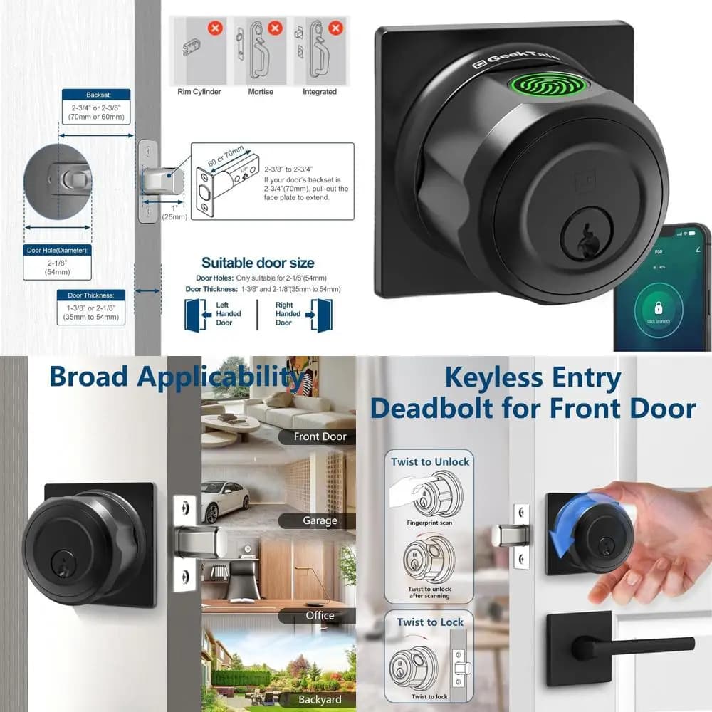 Serratura per Porta con Accesso Tramite Impronta Digitale e Controllo da Smartphone per Ingresso Principale e Garage, Facile da Installare