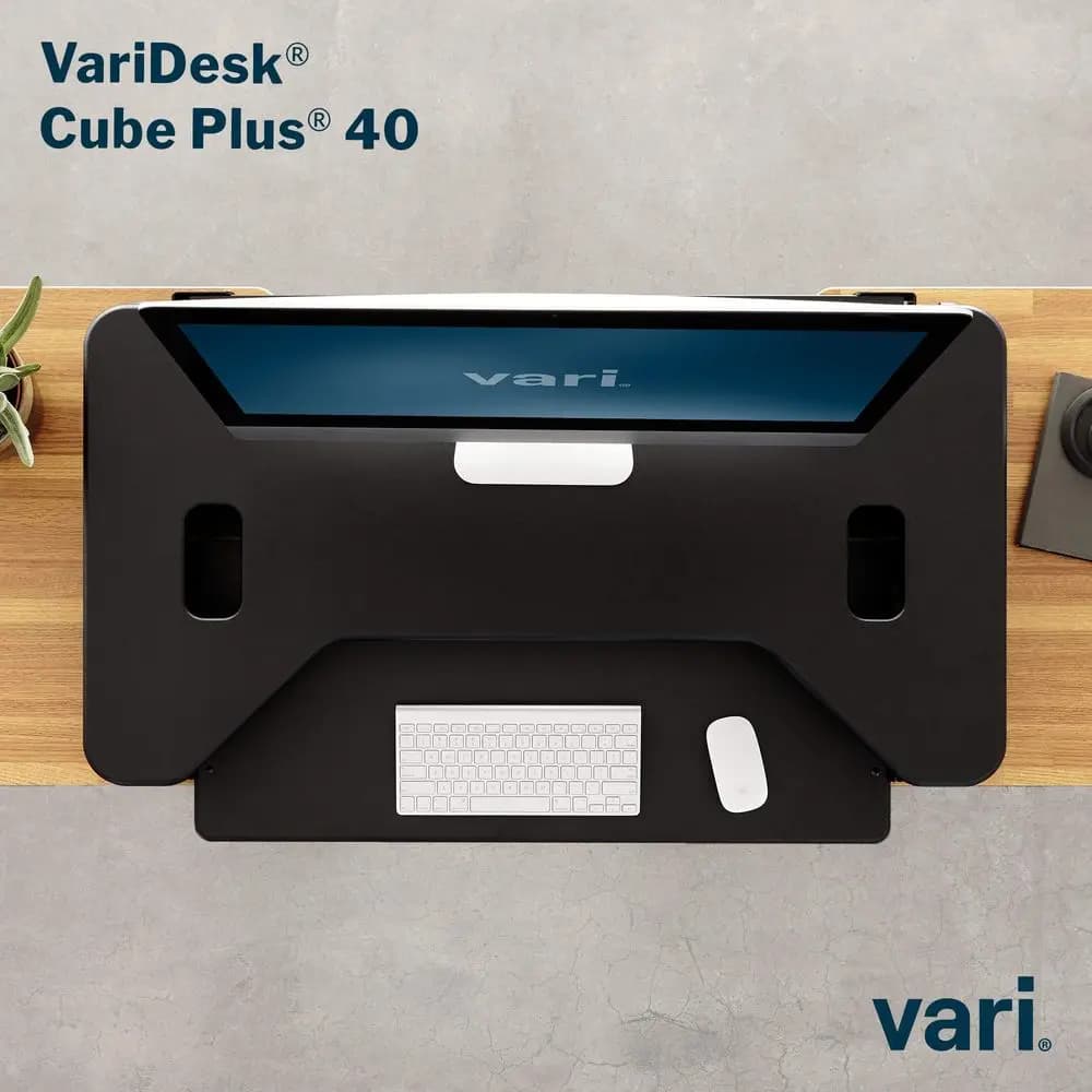 Desk Cube Plus 40 Convertitore per Scrivania a Due Livelli per Monitor Doppi, Altezza Regolabile con Sollevamento Assistito a Molla