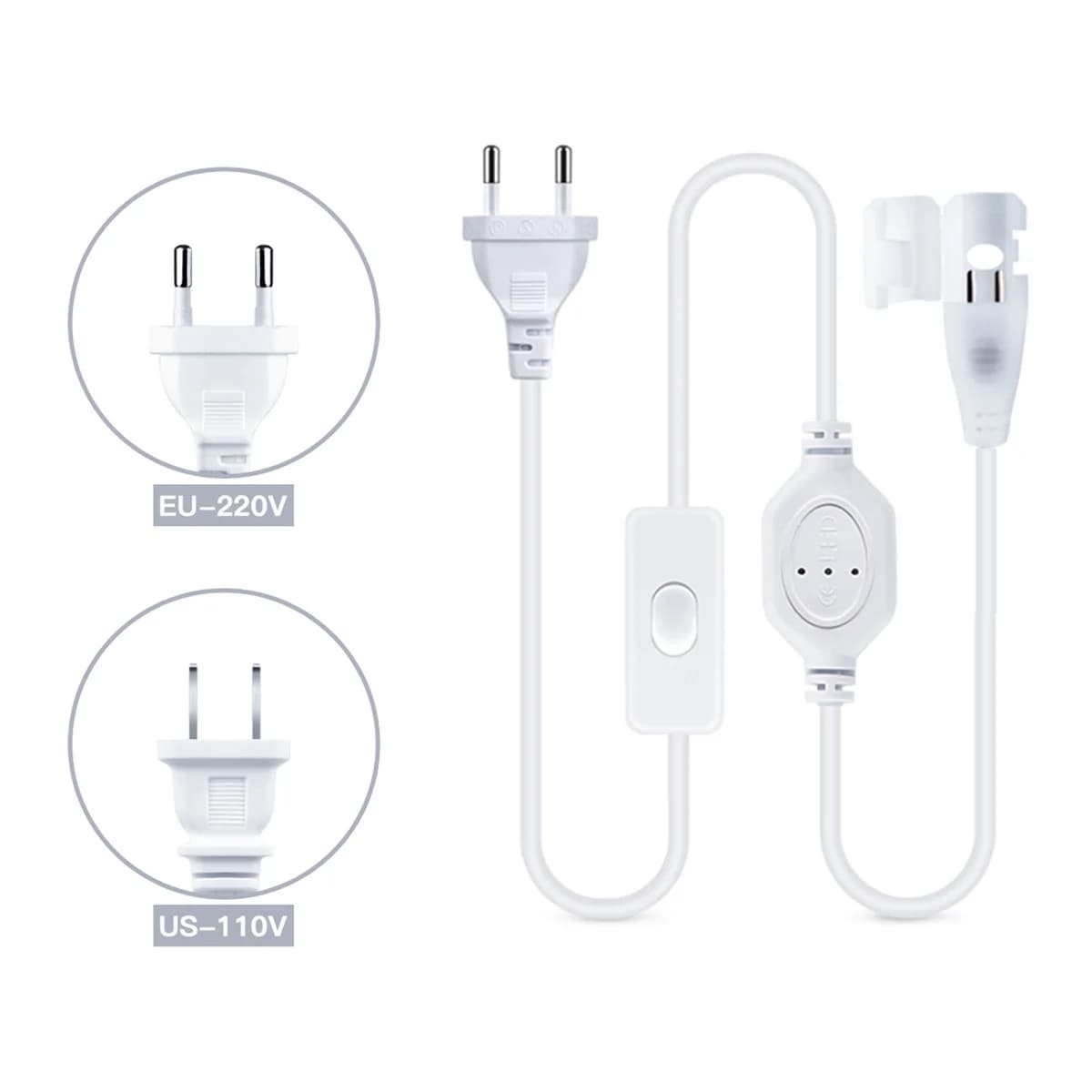 Spina UE/USA per spina di alimentazione per striscia LED COB 220V/110V con cavo interruttore a pulsante, connettore per accessori luminosi