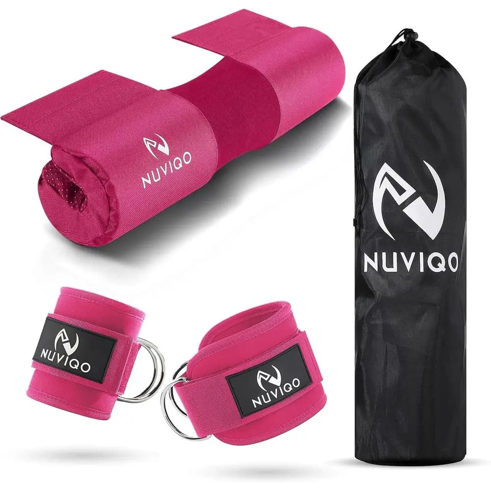 Cinturini doppi per caviglie e impugnatura per cavo - Accessori fitness per uomo e donna - Ideali per esercizi con cavo, extension gambe e squat