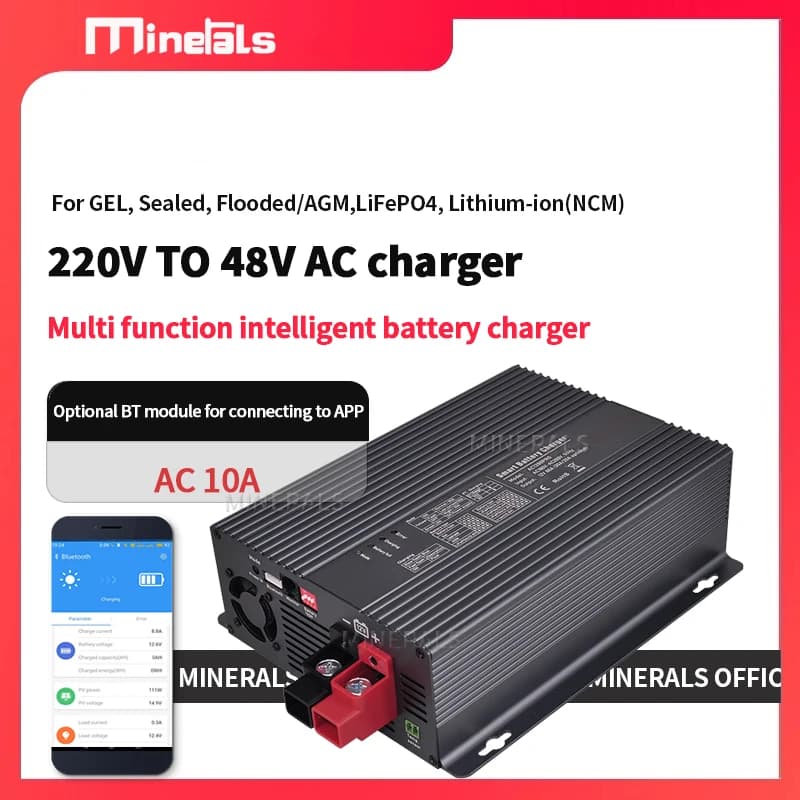 Caricabatterie SMART da AC a DC 48V 10A per batterie al litio, GEL, piombo-acido, AGM, LFP4, Li-ion.