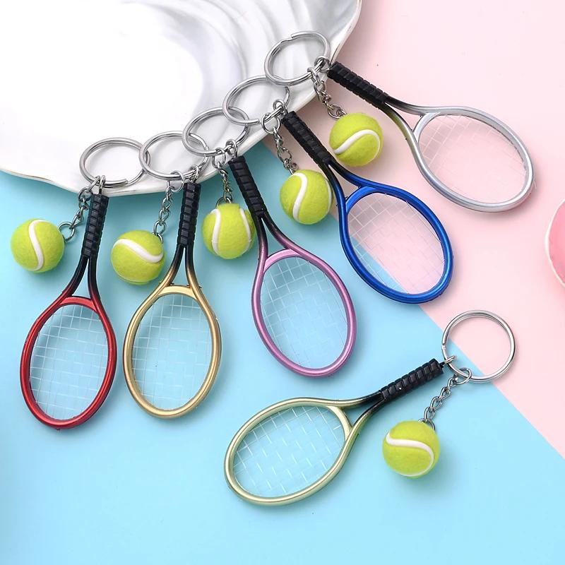 Funny Tennis Ball Mini Keychain for Women Racket Keychain Accessories Bag Pendant Keychain Gifts Gifts For Sports Lovers