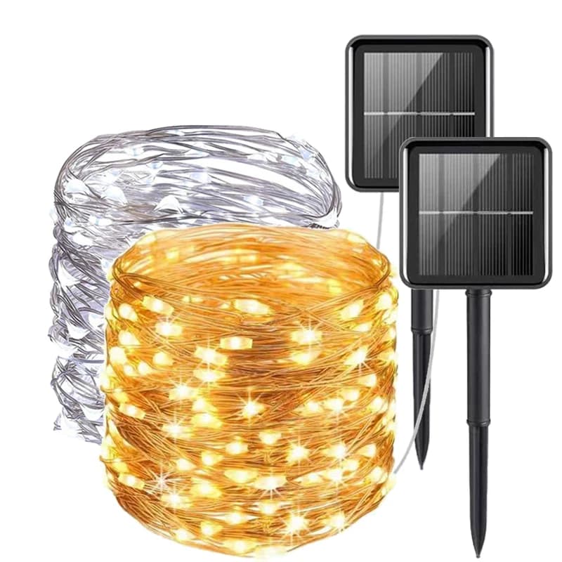Luci Solari a LED a Stringa 7M/12M/22M/32M per Esterni, Ghirlande Luminose Impermeabili per Patio, Natale, Matrimoni, Giardino e Illuminazione Stradale