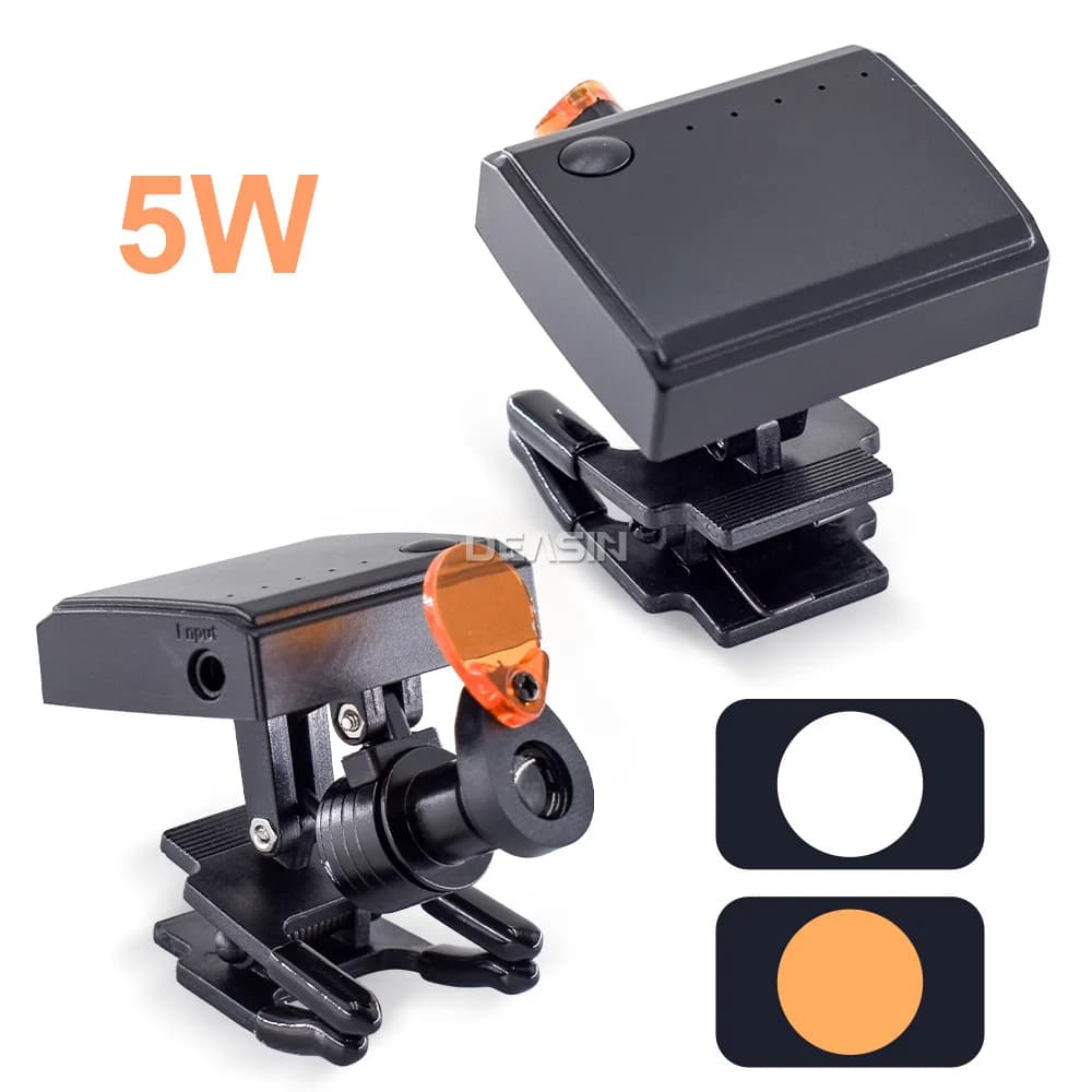Faro dentale per lente d'ingrandimento Lampada frontale portatile wireless a LED da 5 W con filtro ottico per luce frontale chirurgica dentale