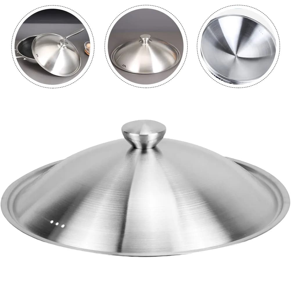 Coperchio Universale Rinforzato in Acciaio Inossidabile Spesso, Resistente alle Cadute, per Pentole, Wok e Padelle