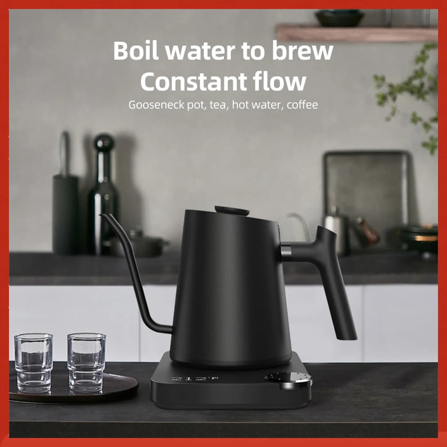0.9L Swan neck electric kettle Temperature control Stainless steel interior Quick heating Electric kettle 1200W Anti-dryer protection