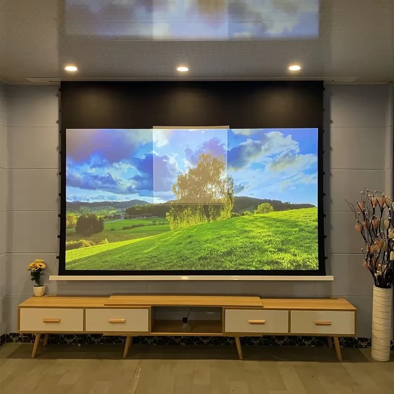 Schermo di proiezione per proiettore con linguetta motorizzata elettrica da incasso a soffitto da 100 pollici 16:9 deluxe 3D 8K per Home Cinema