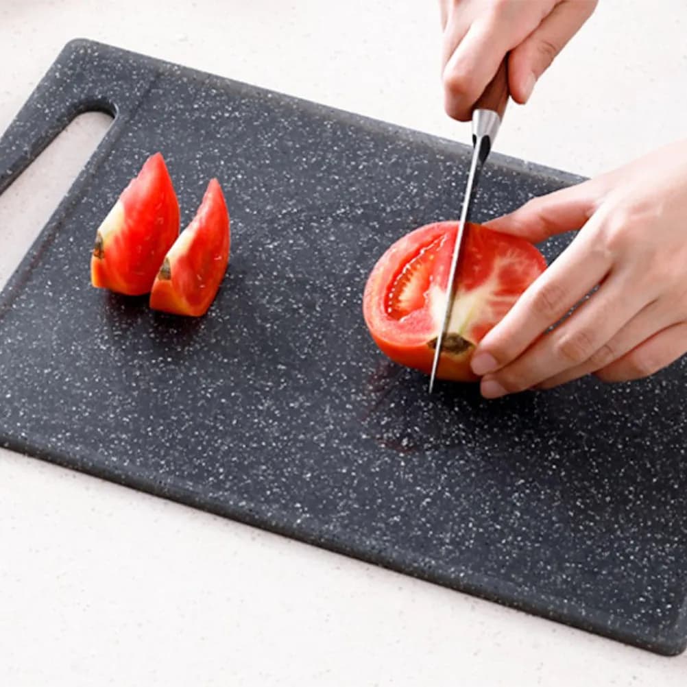 Tagliere in Plastica Antiscivolo Effetto Marmo per Preparazione Alimenti, Verdure, Frutta, Pane e Carne, Utensile da Cucina