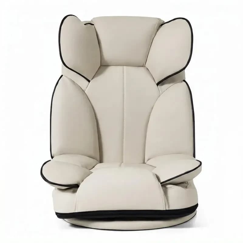 360 Degree Swivel Floor Gaming Chair with 6-Position Adjustable Backrest and Sponge Filling-Beige