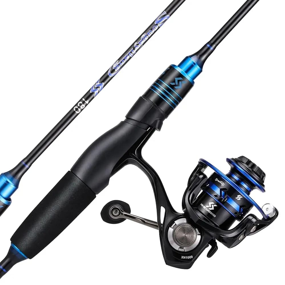 Spedizione Gratuita: Set Canna e Mulinello da Pesca Ultraleggero, Canna da Spinning Portatile in 2 Pezzi con Guide in Acciaio Inossidabile
