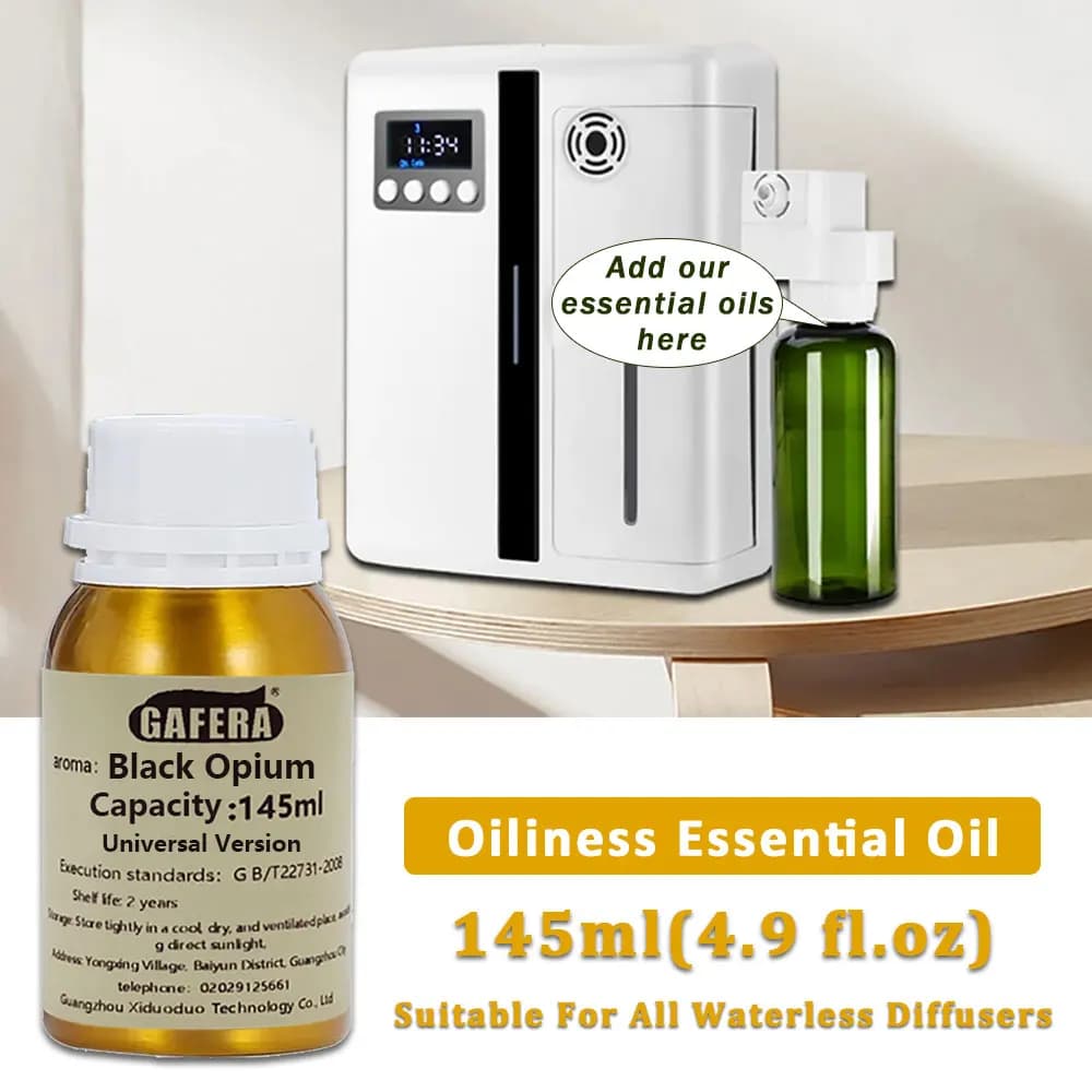 GAFERA 145ml (4.9 fl.oz) Olio Essenziale Black Opium/Cedro - Per Tutti i Diffusori Senza Acqua, Olio di Ricarica per Diffusori di Aromi e Aromaterapia