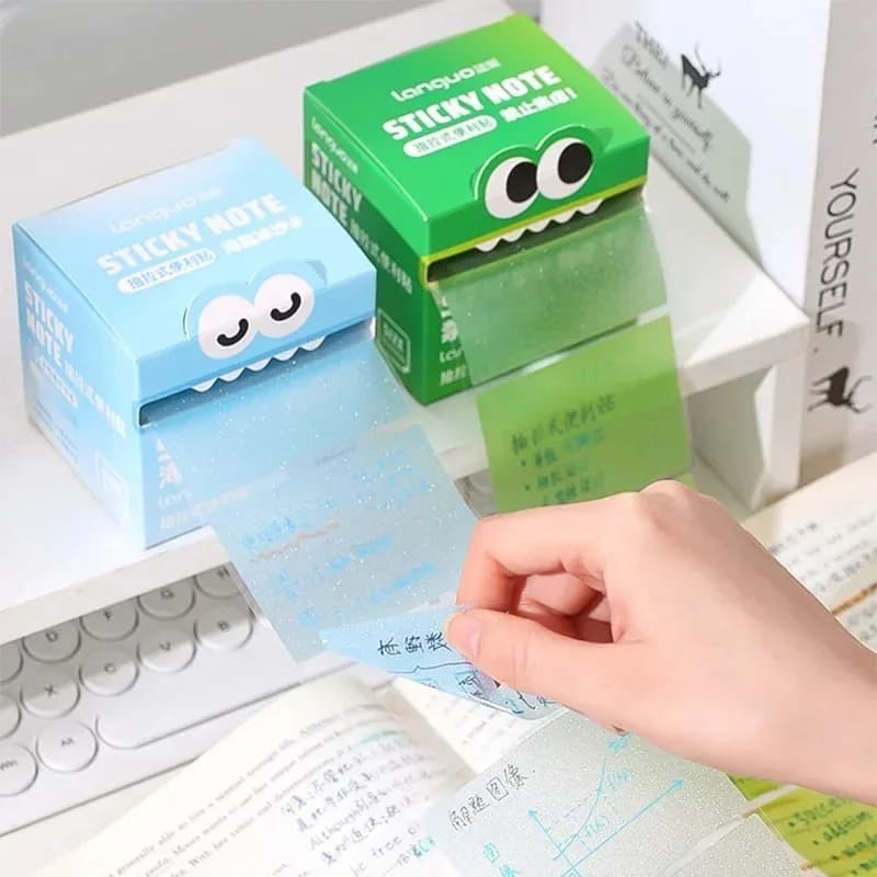 Blocco di Foglietti Adesivi Estraibili 105 Fogli, Cartoleria Carina, Note Adesive Sfumate, Colore Trasparente Satinato, Piccolo Regalo, Cartoleria Kawaii