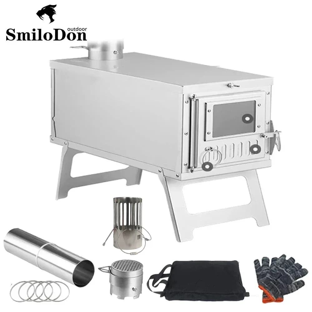 Smilodon-Stufa Portable Folding Tent Ultralight Wood Burner Fireplace Shock Absorber Stainless Steel Hot Curtain Fire Heater