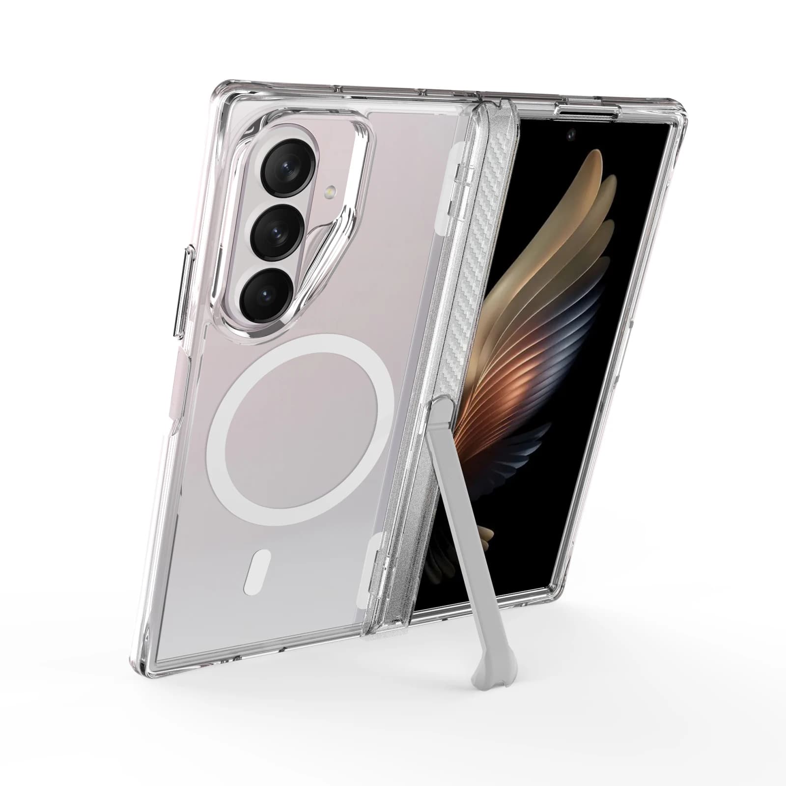 Magnetic Transparent Bracket Case‌ for Samsung Z Fold8 Ultra Shockproof for Magsafe Anti-Yellowing Hinge Protection Slim Cover