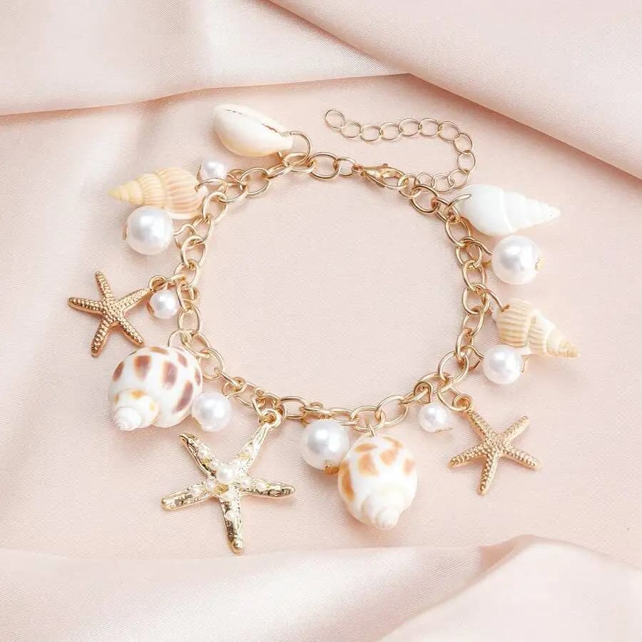 Bohemian Alloy Pearl Starfish Bracelet for Women Perfect for Summer Beach Wear