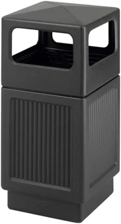 Indoor Outdoor Trash Can, Large Commercial Waste Receptacle Container, Heavy Duty Garbage Bin With Solid Bottom Panel And Secure Lid, Modern Utility Wastebasket, Black, 1 Piece Set