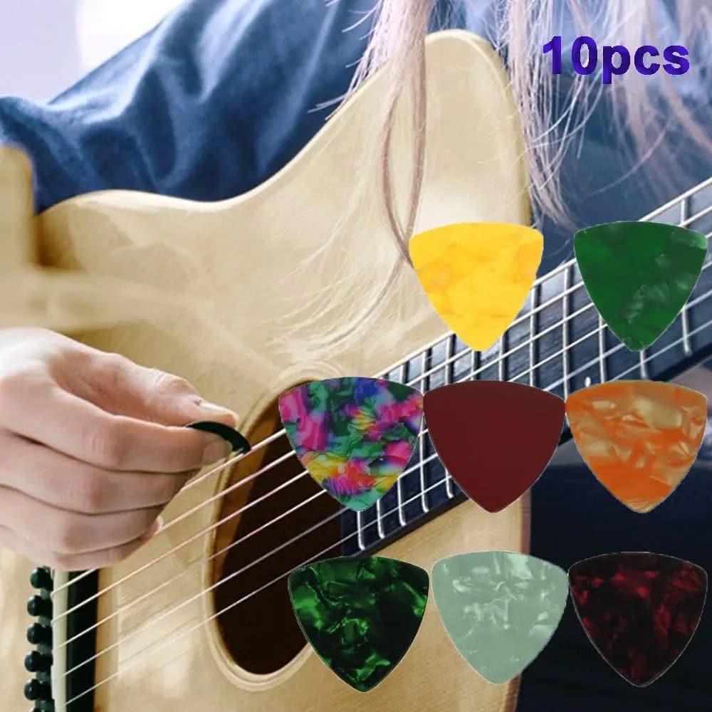 10pcs Antislip 0.46mm Triangle Guitar Accessories Plectrum Celluloid Guitar Pick