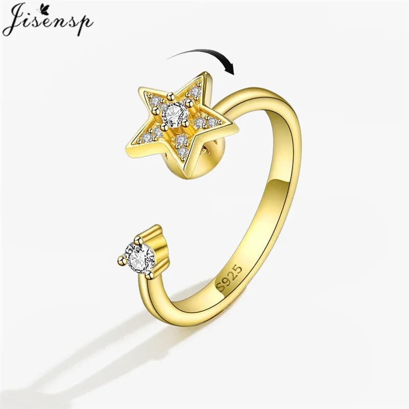 Ansia Fidget Anello stella a cinque punte per le donne Ruota liberamente Spinner Jewey Ragazze Regalo Anello da dito alla moda Bague Anti stress