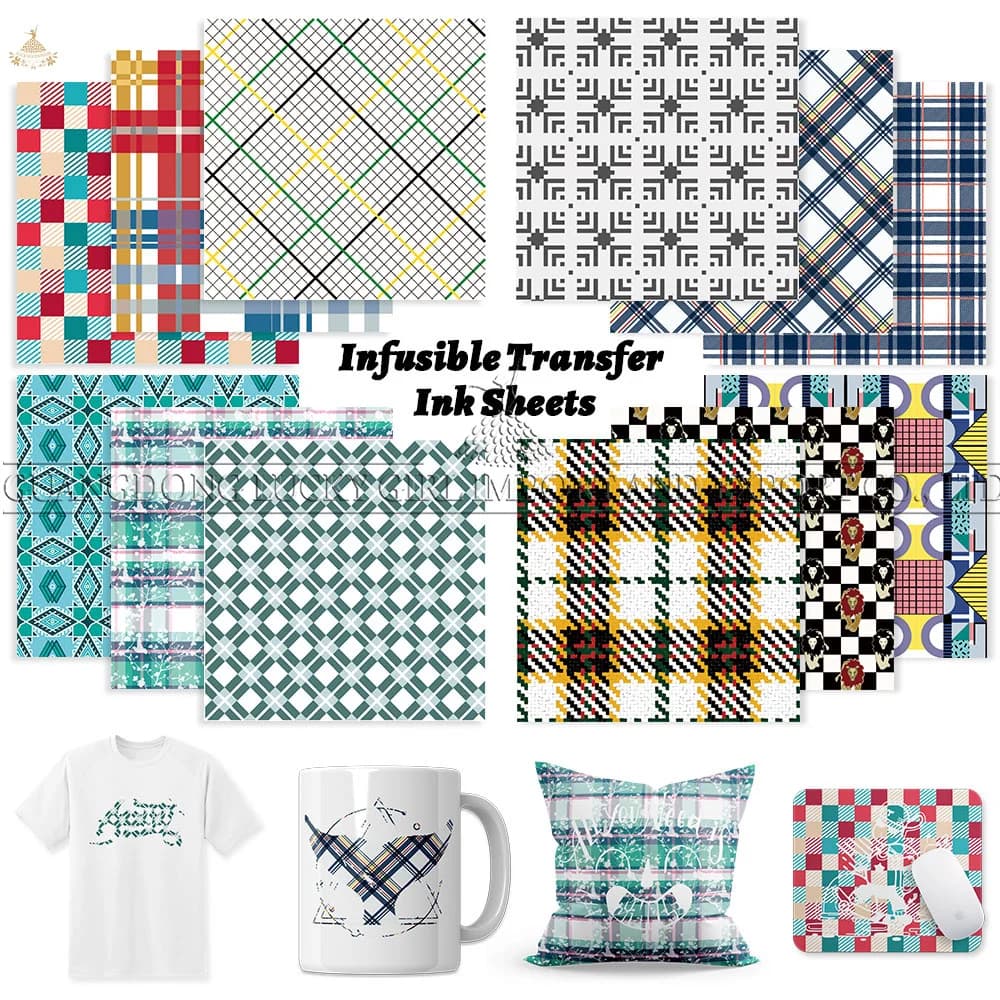 Lucky Goddness Buffalo Plaid fogli di inchiostro a trasferimento infusibile 12 pezzi 12x12 "carta per inchiostro a sublimazione verde per stampa a caldo t-shirt tazza