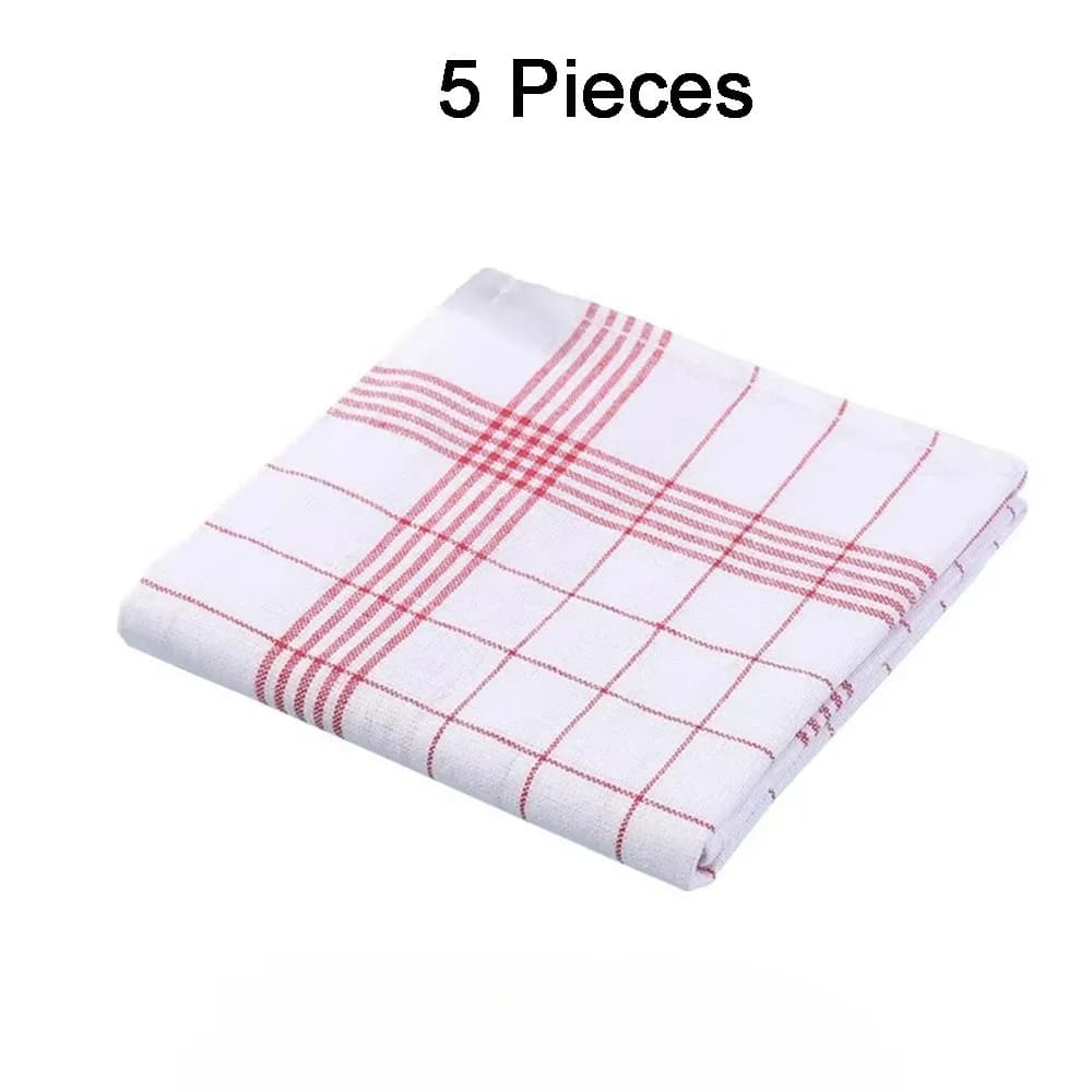 Set di 5 Pratici Strofinacci da Cucina Assorbenti a Quadri, Riutilizzabili, Morbidi, ad Asciugatura Rapida, per Cucina e Bar