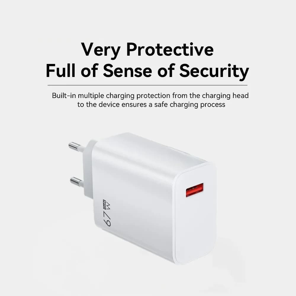 Caricabatterie USB Rapido 67W Quick Charge 3.0 per Xiaomi Mi 14 13 12 11 Pro, Adattatore per Telefono Cellulare con Cavo USB Tipo C 6A, Caricatore da Viaggio