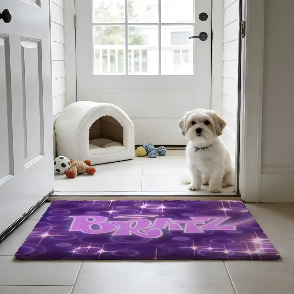 Flannel mat with cartoon characters B-Bratzs, non-slip absorbent mat, for bathroom, kitchen, entrance, home decor