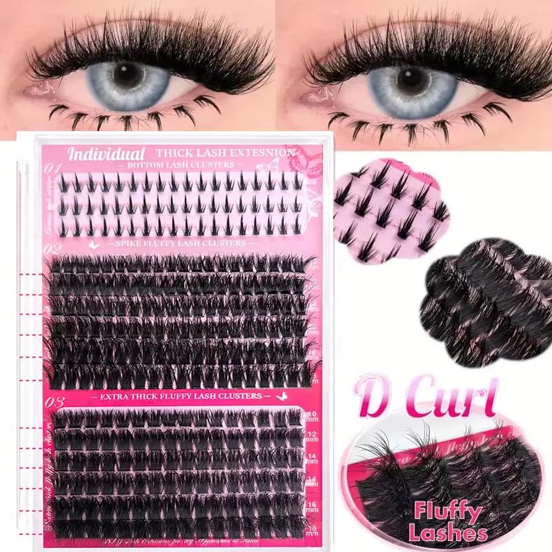 Kit di Ciglia a Ciuffetti per Principianti, Ciglia Individuali Morbide con Pinzette, Perfette per Feste e Matrimoni