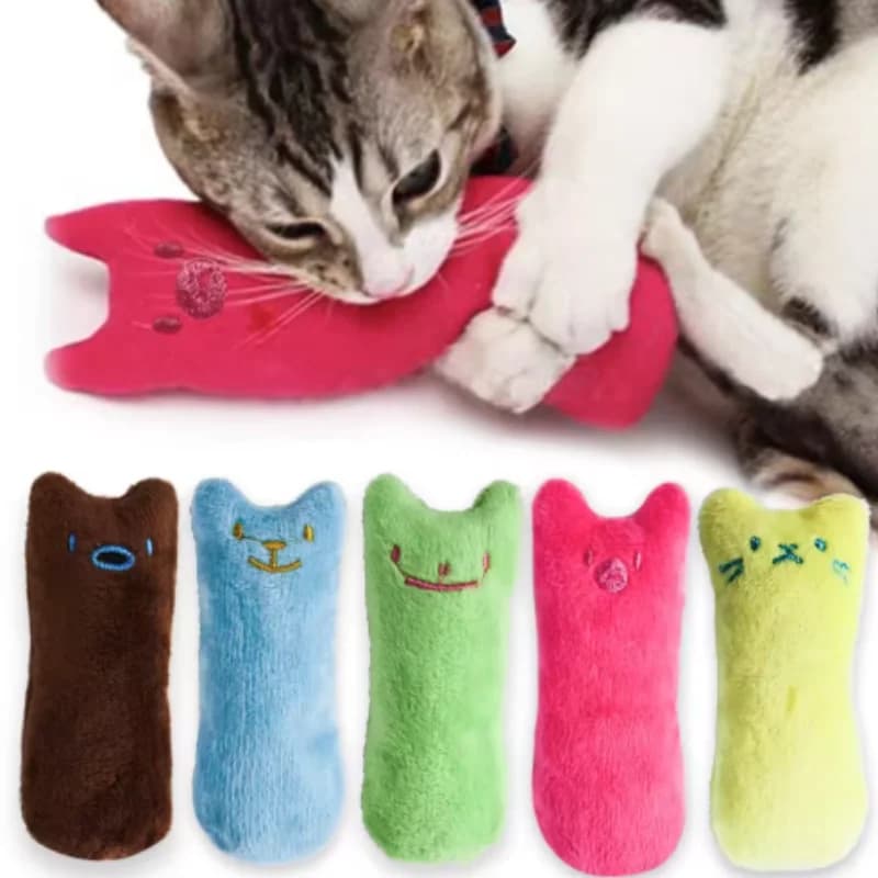 Giocattoli Interattivi Divertenti in Peluche per Gatti con Erba Gatta, Giocattolo Sonoro da Masticare per Gattini, Giocattolo da Morso per Zampe e Dita, Menta per Gatti