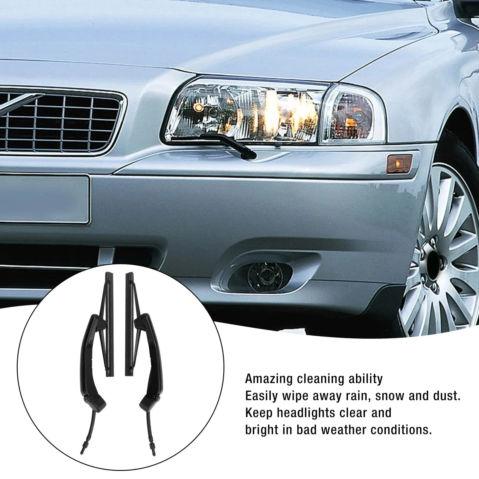 1 pair of wiper blades 274431 with washers nozzle, direct mounting for Volvo 960 S80 S90