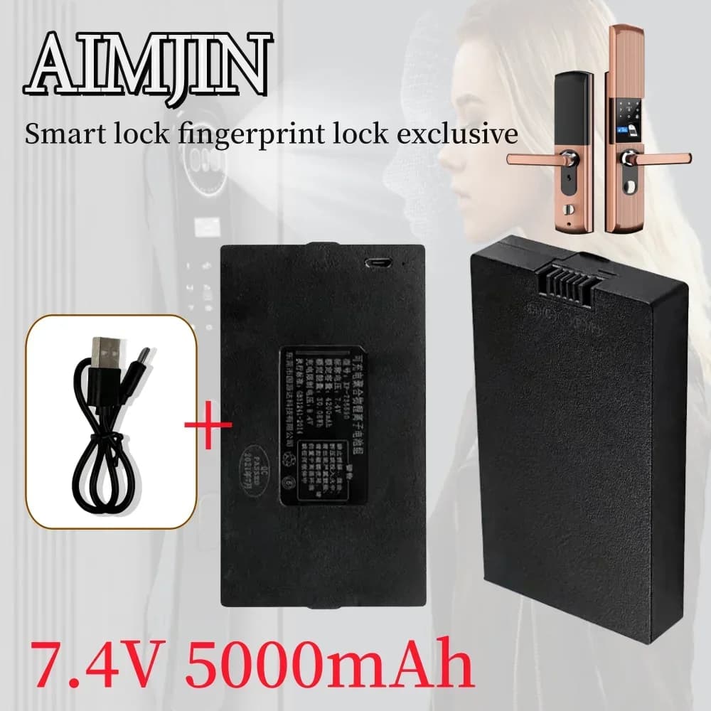 Batteria ricaricabile ai polimeri di litio da 7,4 V 5000 mAh adatta per la serratura della porta con riconoscimento delle impronte digitali del fronte con password intelligente Xiaomi