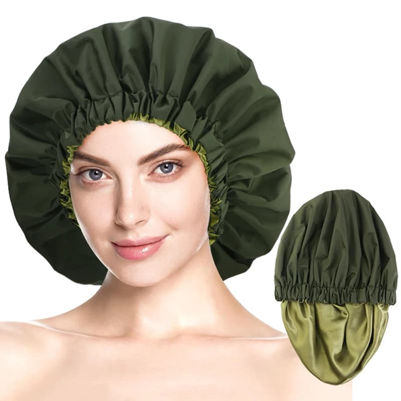 NEW double layer shower headset in solid color waterproof shower headphones reusable for women's spa lounge