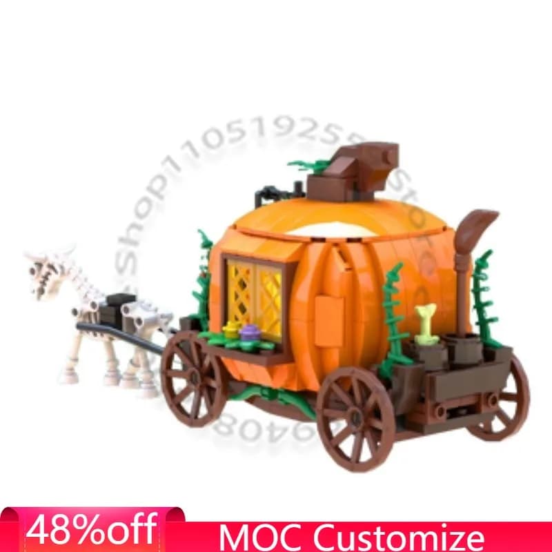 284 PCS Couple Pumpkin Carriage MOC Customize Modular Building Block Creative Design Educational Learning DIY Holiday Toy Gifts