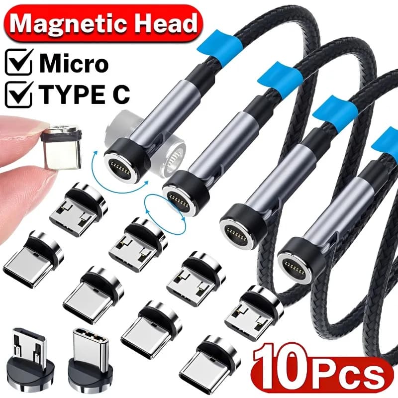 10/1 Magnetic Connectors Micro USB/Type C Compatible with the Most Android/Type C Phones, Adapter Cables, Tablets and Devices