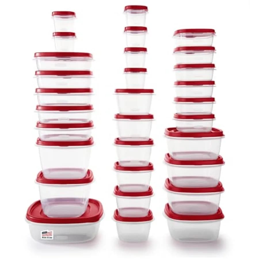 Set di 60 Contenitori per Alimenti con Coperchi, Adatti per Microonde e Lavastoviglie, Ideali per Preparazione Pasti e Conservazione in Dispensa