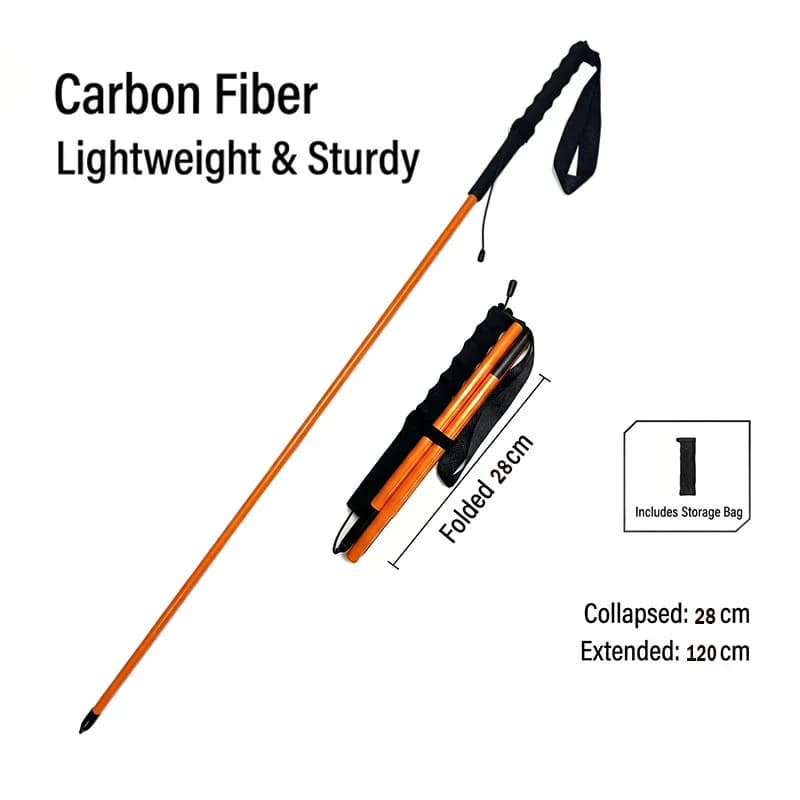 1pc New Colorful Series Ultra-Light Mountain Walking Stick 100% Carbon Fiber Orange Hiking Walking Stick Suitable for Hiking