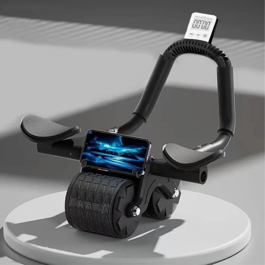New Wheel for Abdominals 2025 with Knee Pad and Timer, Automatic Rebound for Abdominal Training, Adjustable Roller for Abdominal Exercises with Elbow Support