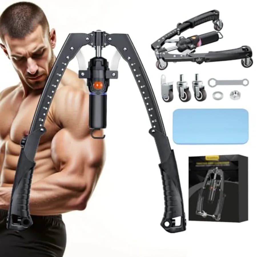 Twister Arm Trainer, Attrezzo Idraulico 3 in 1 per Allenamento Petto con Ruote Ab Roller e Ganci, Regolabile 22-440 libbre per Braccia