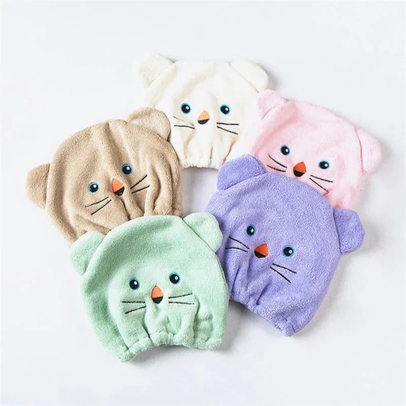 Children's shower head bath towels wrapped for smart hair towel microfiber Ultra soft fast-drying hat for kids bathroom head