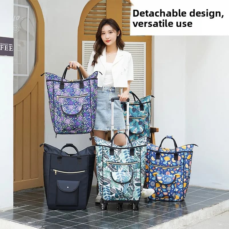 Foldable Hand-Pulled op Cart Lightweight Travel Lage Storage Bag Vegetable Bung Small Trolley Home Use Ox Cloth