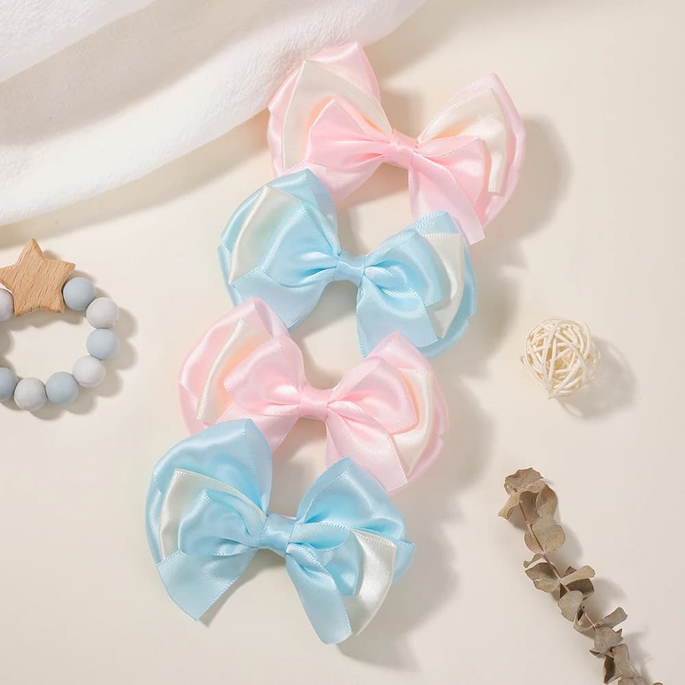 BABY BOWS 2Pcs Lovely Lace Flower Bowknot Hair Clips for Girls Lolita Satin Bow Hairpins Barrette Fresh Headwear Accessories
