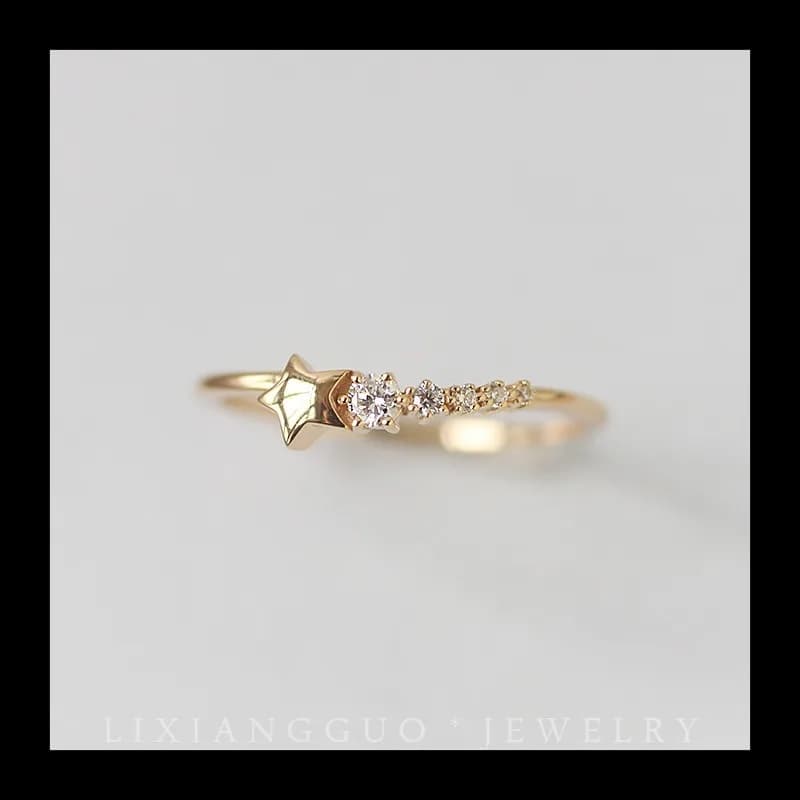 Desiderio vendita calda, luce rotta meteora, anello in oro placcato 18 carati da donna, luce incastonata di diamanti, moda di lusso, temperamento semplice vers