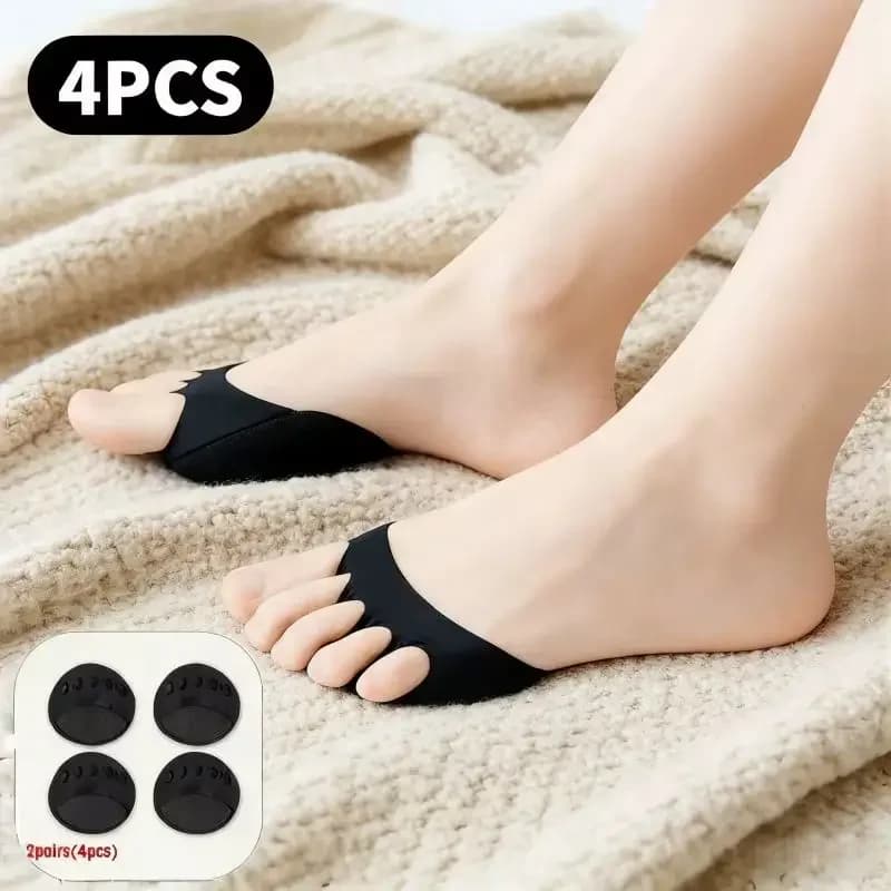 Set di 4 Cuscinetti Neri per Piedi per Alleviare la Pressione ​ Materiale traspirante, assorbe gli urti, riduce l'attrito, lavabile e resistente.