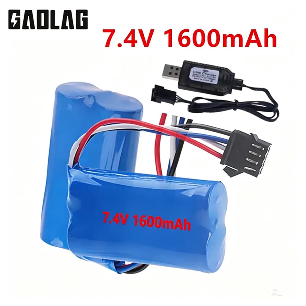 For EC16 7.4V 1600mAh Lithium Battery 14500 RC Car Truck Ship Helicopter Toy Model High-Rate Li-Po Batteries
