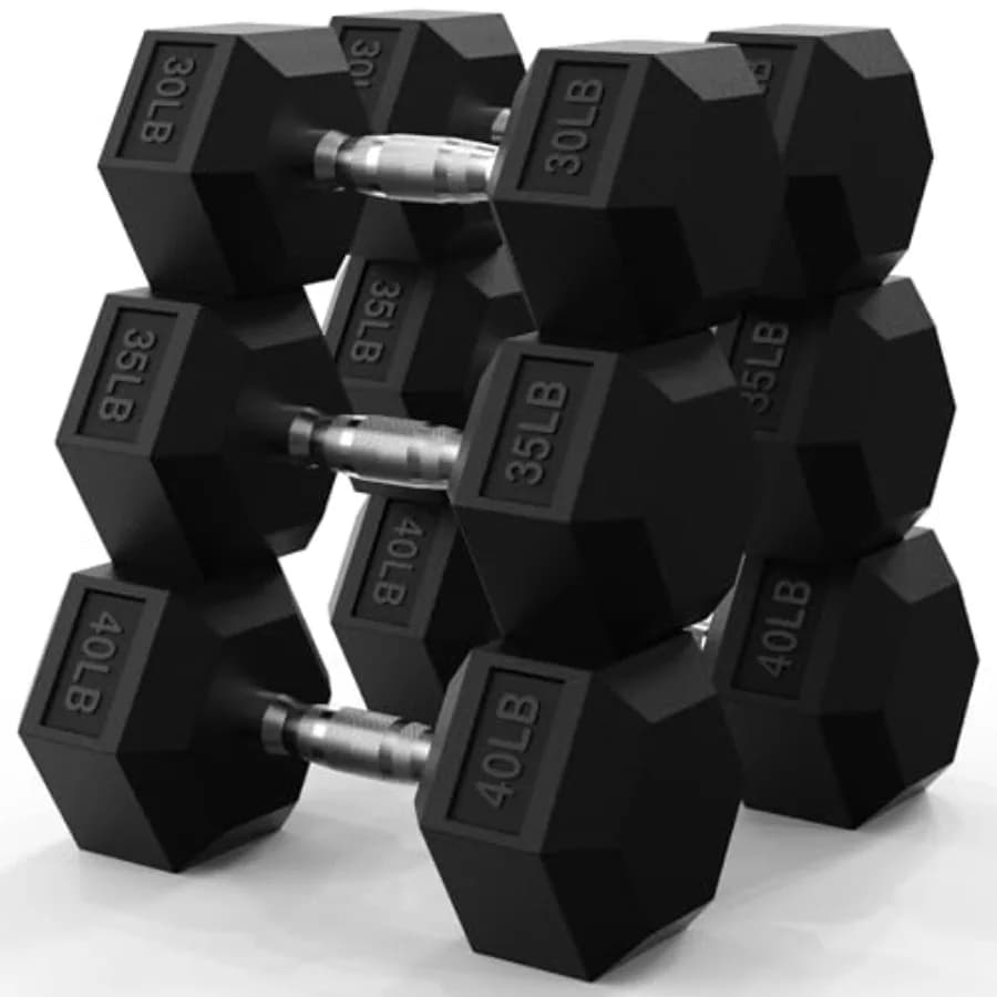 Set di manubri esagonali da 45-550 libbre, rivestiti in gomma, per palestra domestica, neri, resistenti, per allenamento di forza, per donne e uomini
