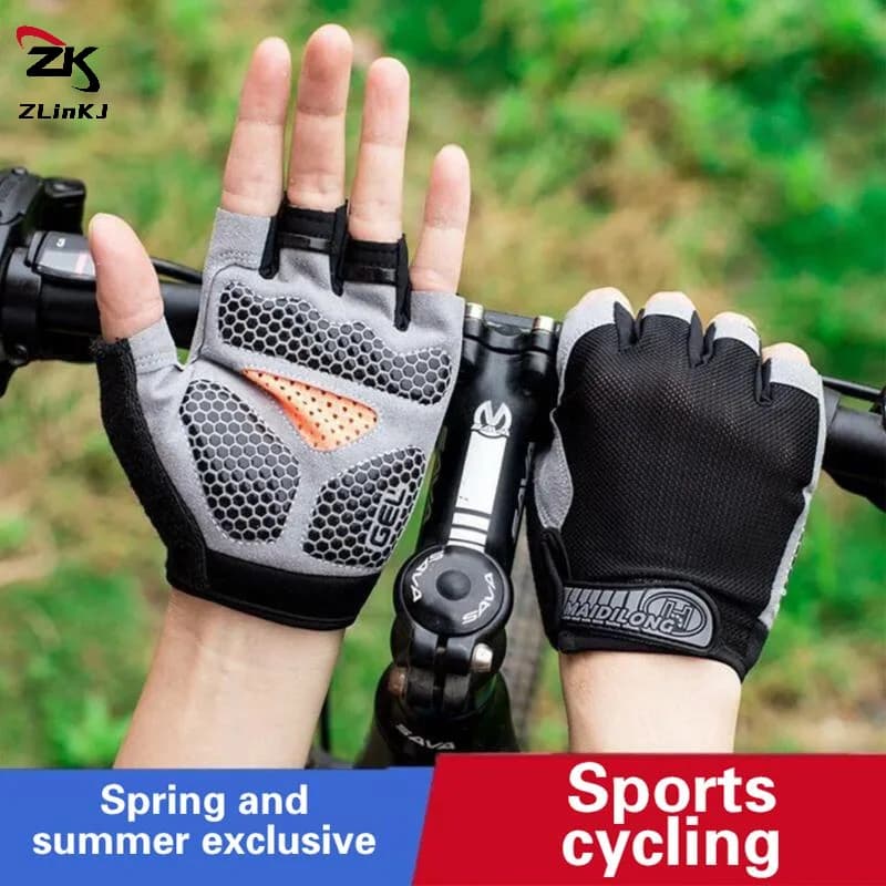 (ZYDD01) Half Finger Cycling Gloves Men Women Anti Slip Shock Breathable Summer Bicycle Fingerless Sports Gym Training Bike