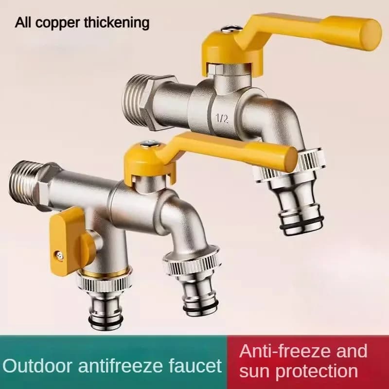 Rubinetto per acqua doppio esterno Rubinetto per tubo da giardino esterno Adattatore per rubinetto 1/2 "IBC Connettore per serbatoio acqua Rubinetto in ottone a 2 vie a 1 via