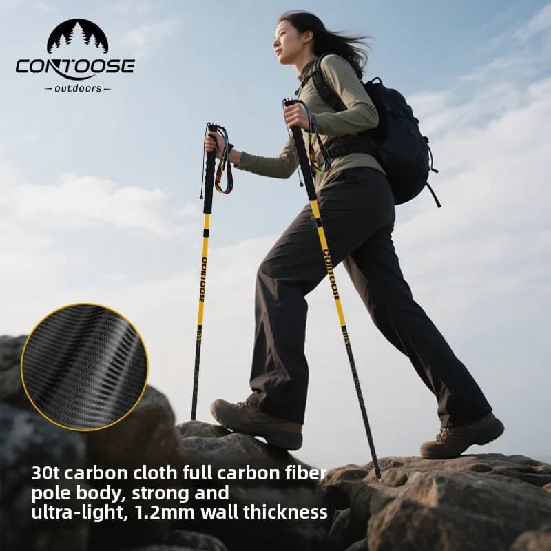 3kCarbon fiber cross-country running pole, foldable trekking pole for outdoor hiking