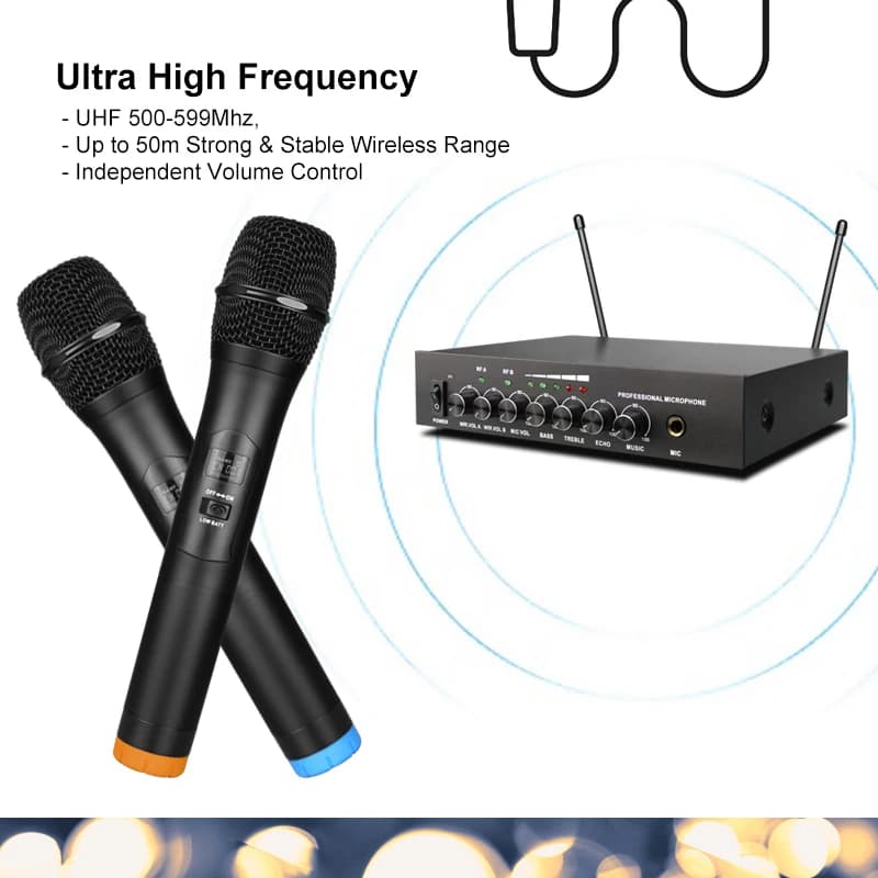 S-16 UHF Doppio sistema microfonico wireless portatile Metallo dinamico Mikrofon Home Theater PA Karaoke Macchina da canto Festa di nozze