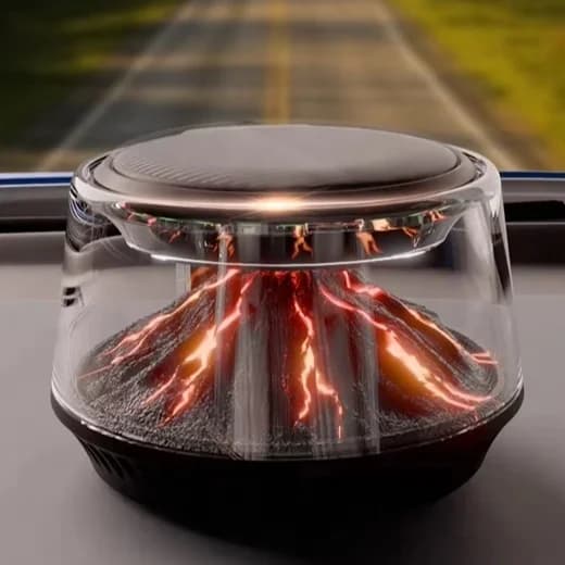 360° View Mirror Mount Volcanic Iceberg Car Diffuser - Air Purifying, Solar Powered, Forest & Floral Scents, Elegant Auto Decor